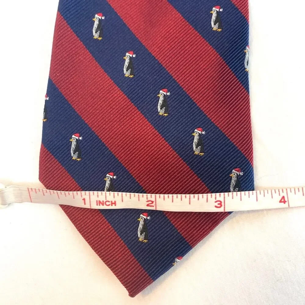 Club Room Silk Tie Penguin Santa Hat Christmas